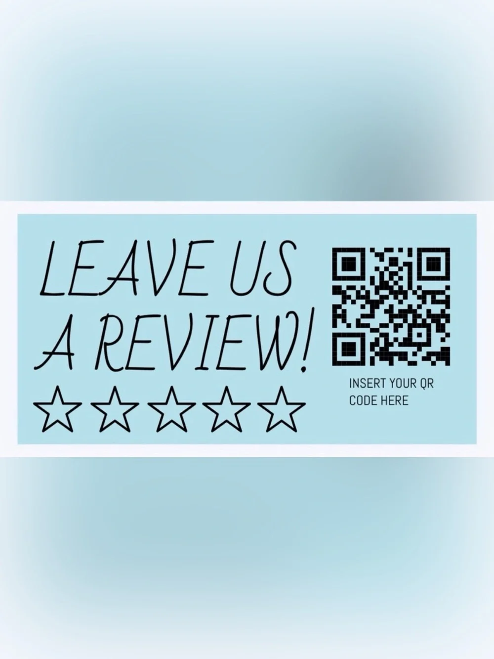 50 CUSTOM STICKERS - 2” x 1” - LEAVE US A REVIEW - W/ QR CODE & CLOSET